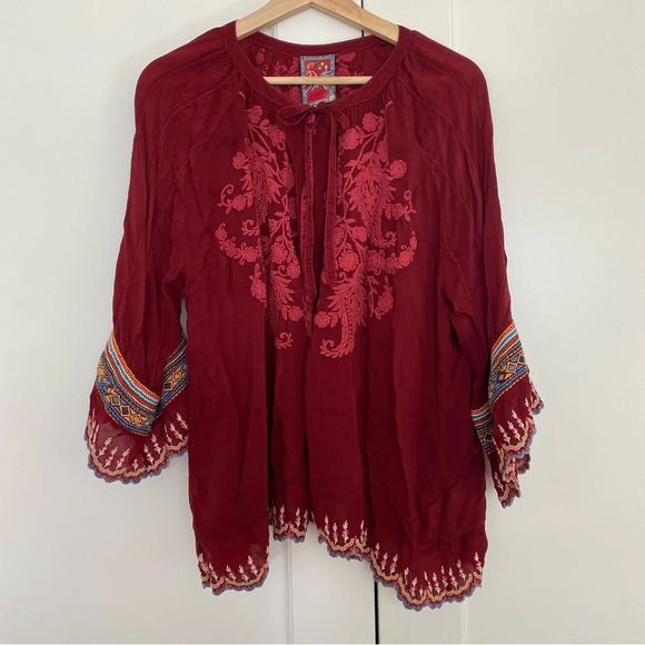 Johnny Was - Nasiba 3/4-Sleeve Embroidered Blouse - Picture 4 of 11